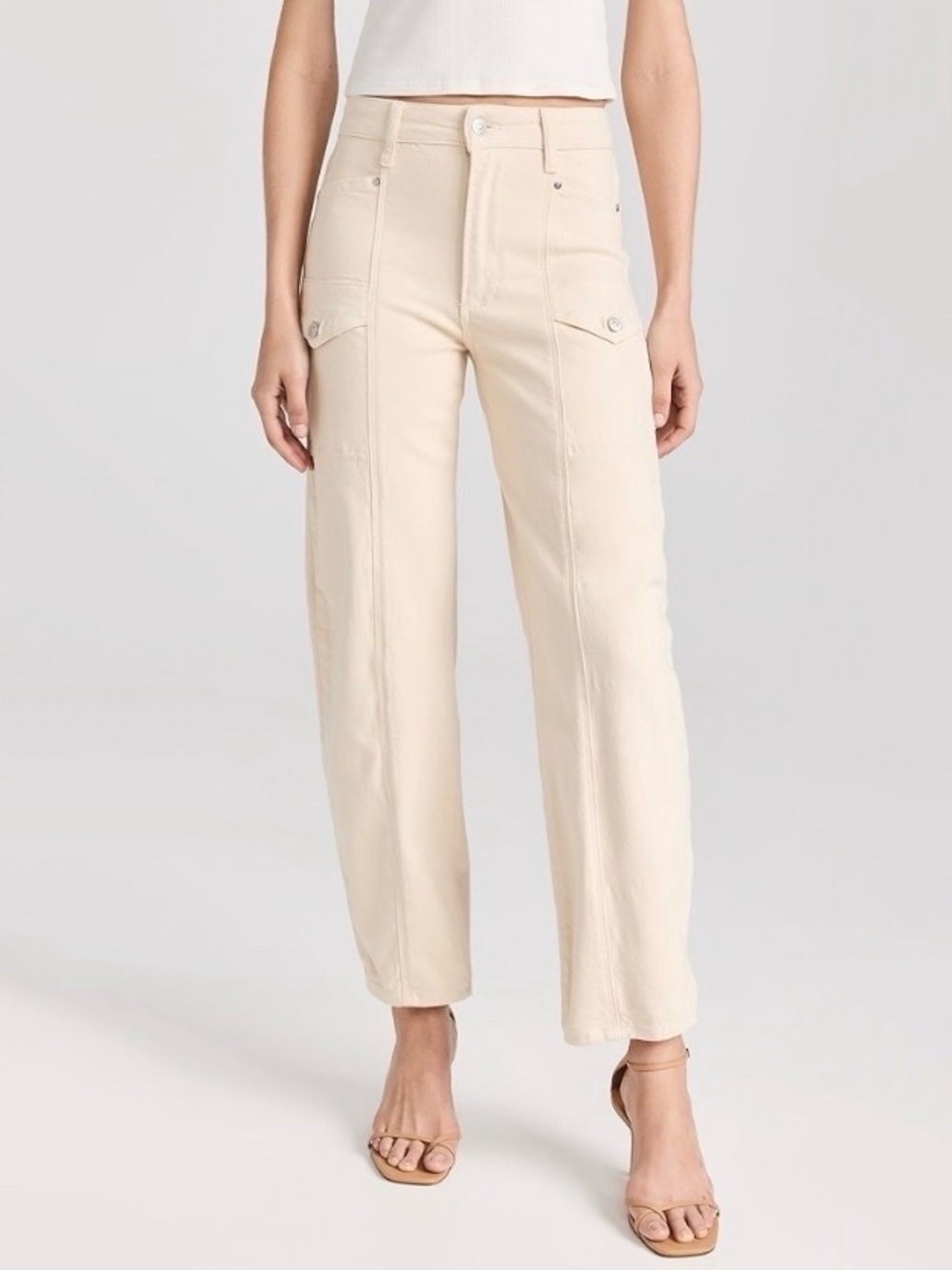 PAIGE Alexis Barrel Leg Carpenter Jeans in Blonde Sand size 29